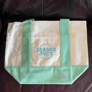 Trader Joe's Cream and Mint Tote Bag